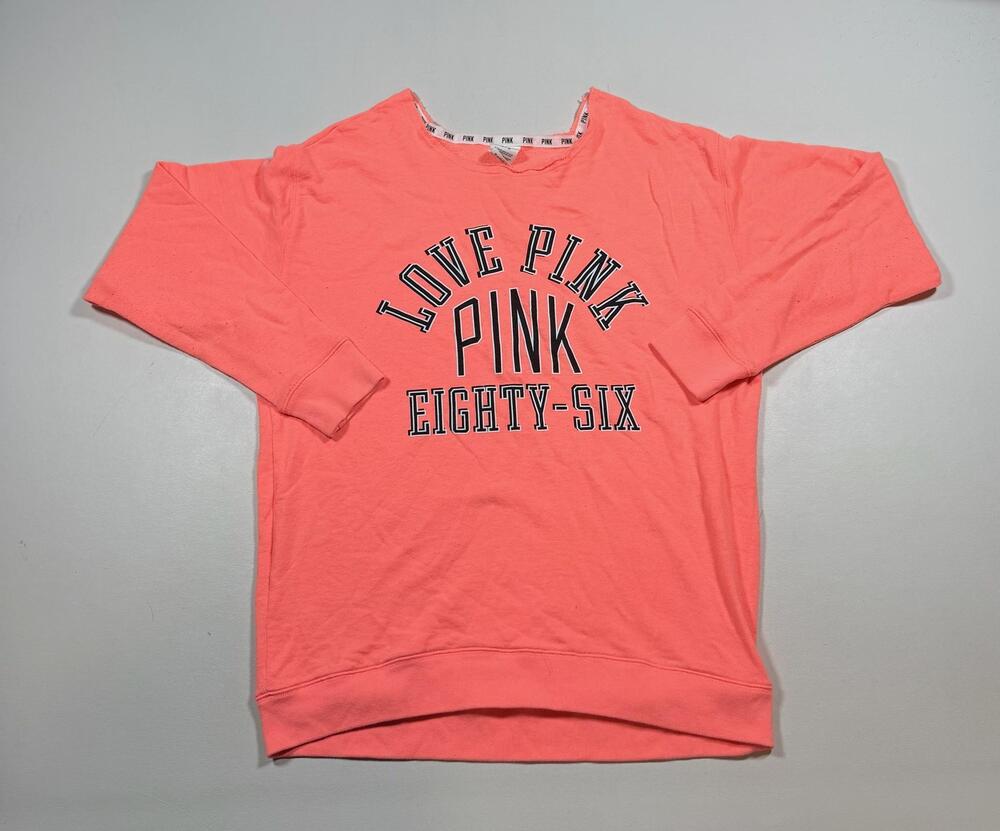 PINK Sweatshirt Womens Medium Pink Love Pink Eighty-Six Graphic Pullover Top